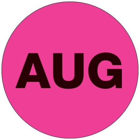 Bsc Preferred 2'' Circle - ''AUG'' Fluorescent Pink Months of the Year Labels BUY00019812